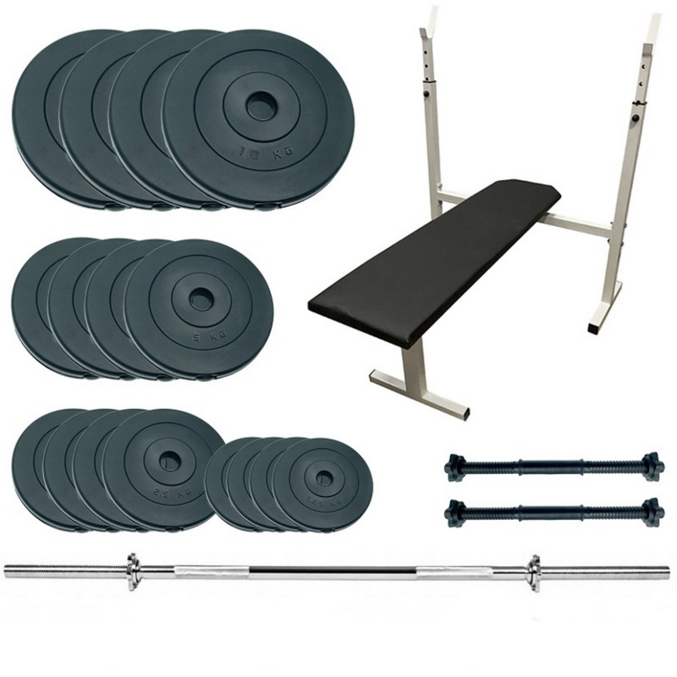 Скамья для жима с набором штанга и гантели Standard Set 90 Newt NE-SD-PL-SET-90, 90 кг
