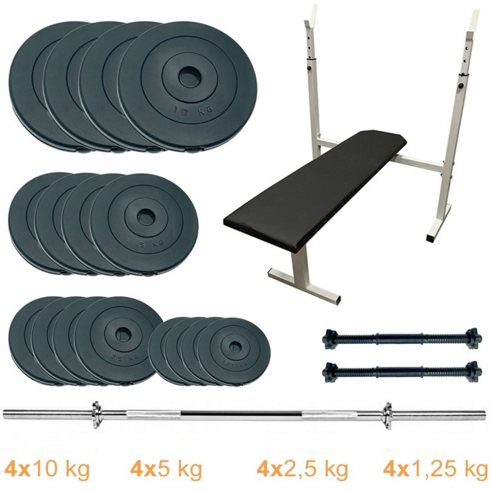 Скамья для жима с набором штанга и гантели Standard Set 90 Newt NE-SD-PL-SET-90, 90 кг
