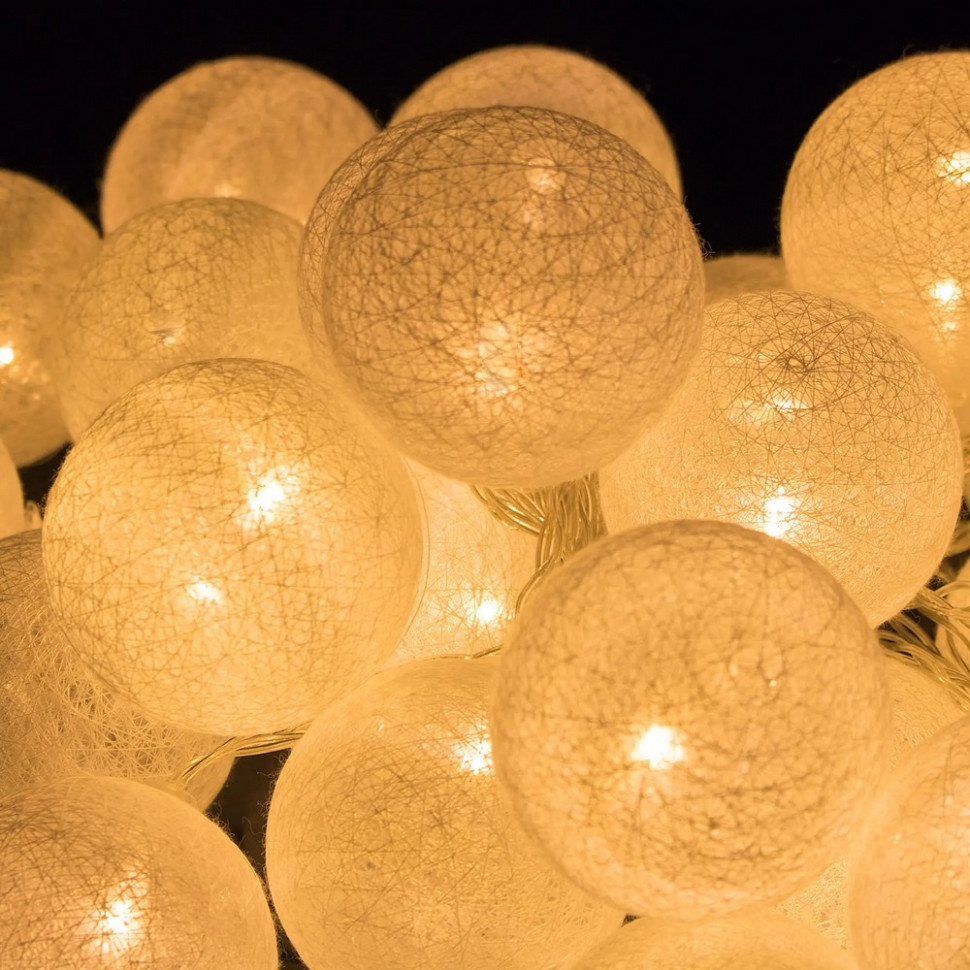 Гирлянда на батарейках Cotton Balls Springos CL0049, 6 м 30 LED, Warm White