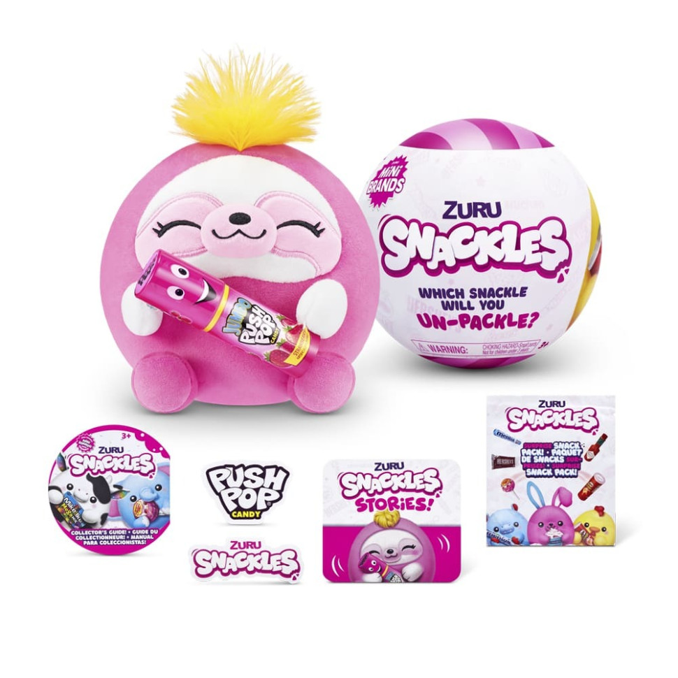Мягкая игрушка-сюрприз Ленивец с конфетами Snackle-N 77510N серия Mini Brands