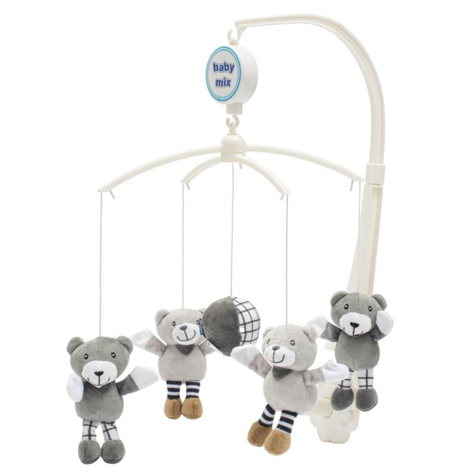 Мобіль механічний Ведмедики Baby Mix 53096BM, сірий