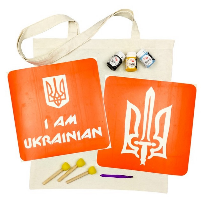 Набор для творчества «Экосумка бязь I Am Ukrainian, Тризуб» Fresh Tattoo bag-b-n064-n059