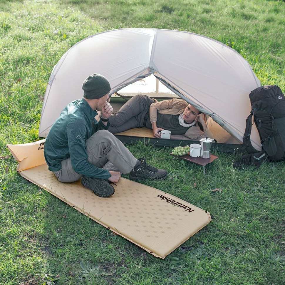 Килимок самонадувний з подушкою Naturehike NH15Q002-D, 25мм, жовтий