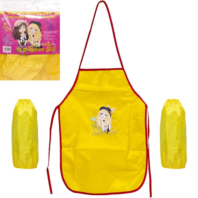 Фартук детский с нарукавниками для девочек COLOR-IT CR5530(Yellow) 54х37 см (91392)