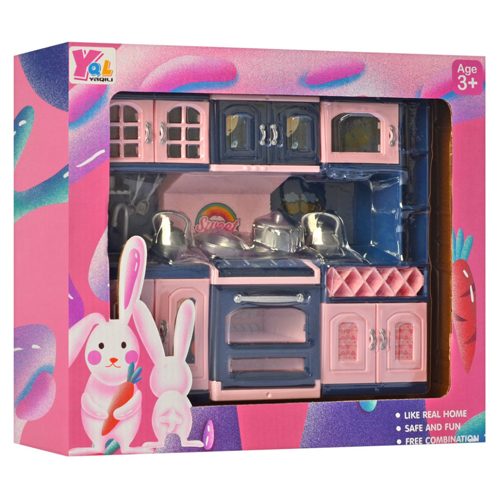 Игровой набор Кухонный гарнитур для кукол Bambi YQL8-A-B с посудой