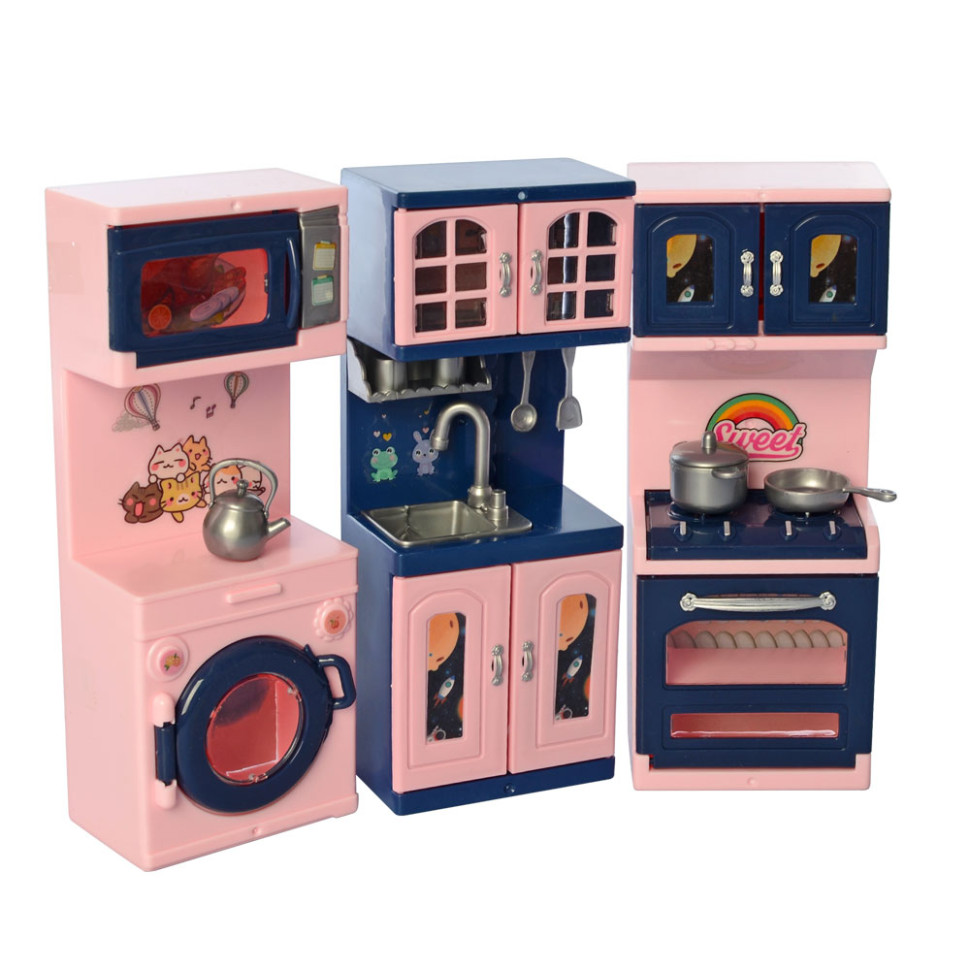Игровой набор Кухонный гарнитур для кукол Bambi YQL8-A-B с посудой