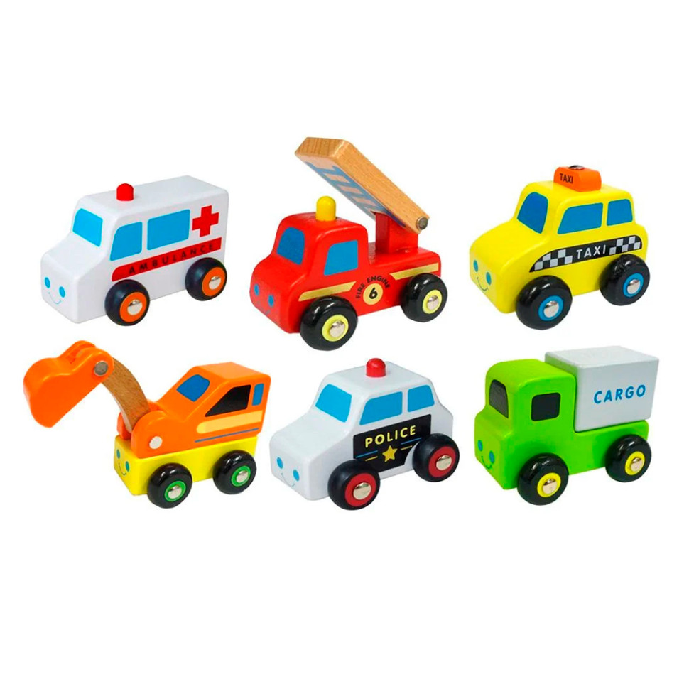 Набір іграшкових машинок Спецтранспорт Viga Toys 59621, 6 штук