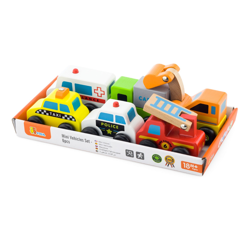 Набір іграшкових машинок Спецтранспорт Viga Toys 59621, 6 штук