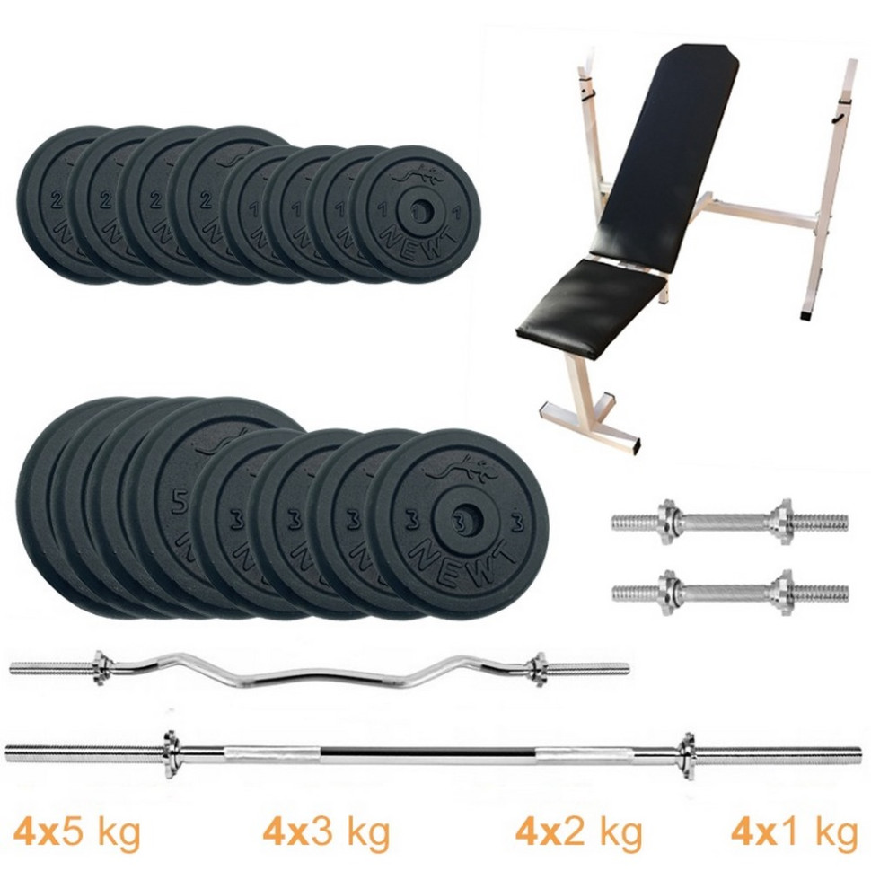 Скамья для жима с набором штанг и гантелей Gym Set-SKHW Home Newt NE-M-SKHW-SET-55, 60 кг