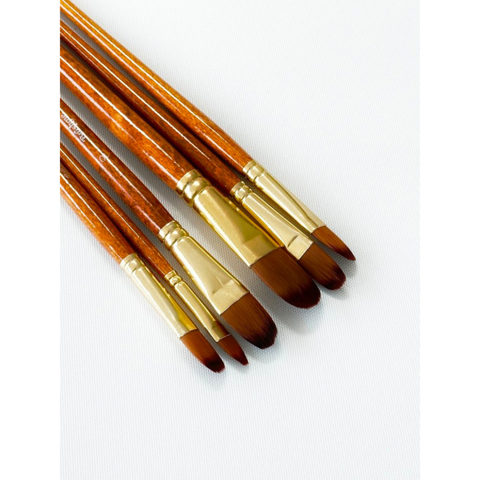 Набор профессиональных нейлоновых кисточек Brushme BR650, 6 штук, форма FILBERT