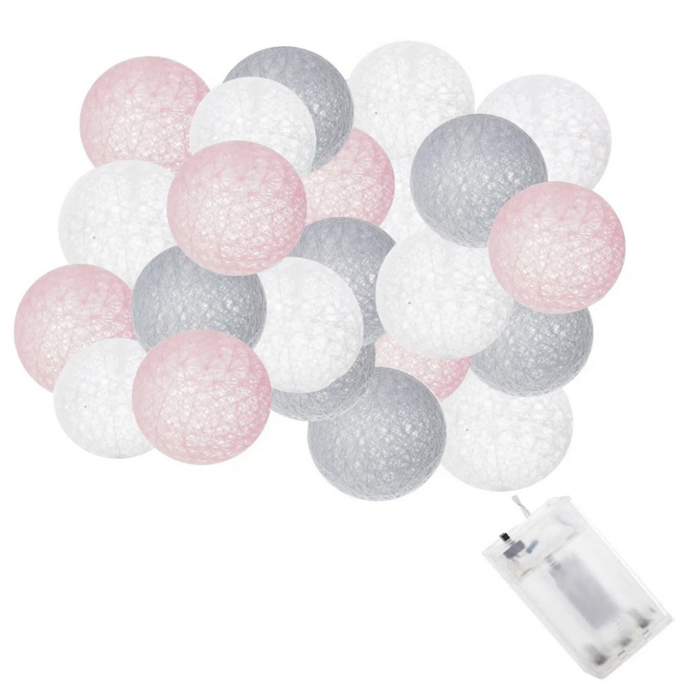 Гирлянда на батарейках Cotton Balls Springos CL0061, 6 м 30 LED, Warm White