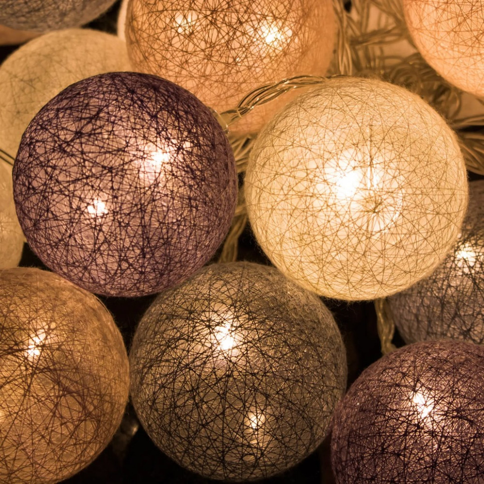 Гирлянда на батарейках Cotton Balls Springos CL0061, 6 м 30 LED, Warm White