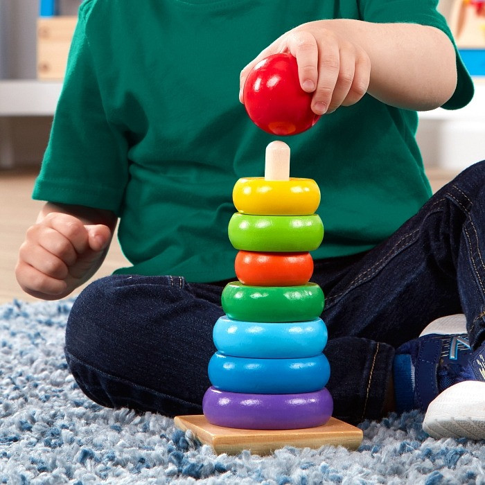 Деревянная радужная пирамидка для малышей Melissa&Doug MD10576, 22 см