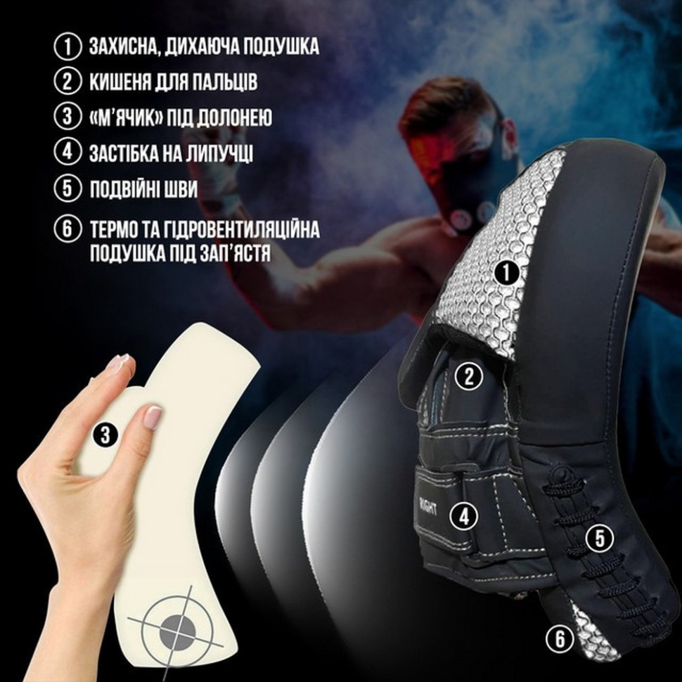 Лапи боксерські 3044 Pro Carbon Ultra Series PowerPlay PP_3044_Bl/Black (пара)