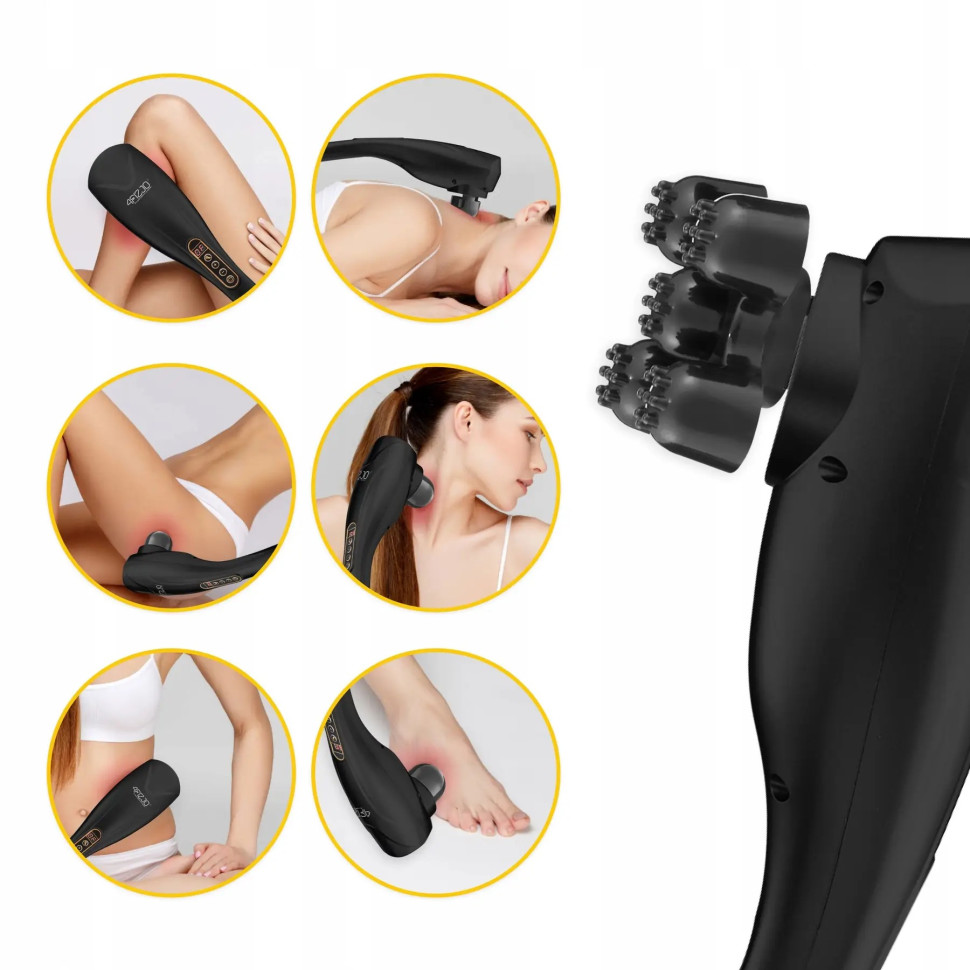 Ручной антицеллюлитный массажер для тела Long Stick 4FIZJO 4FJ0556 Black 7 в 1