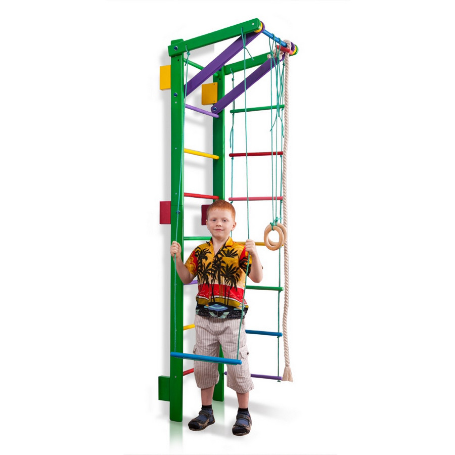 Спортивный уголок SportBaby Teenager-2-220 (green) с кольцами
