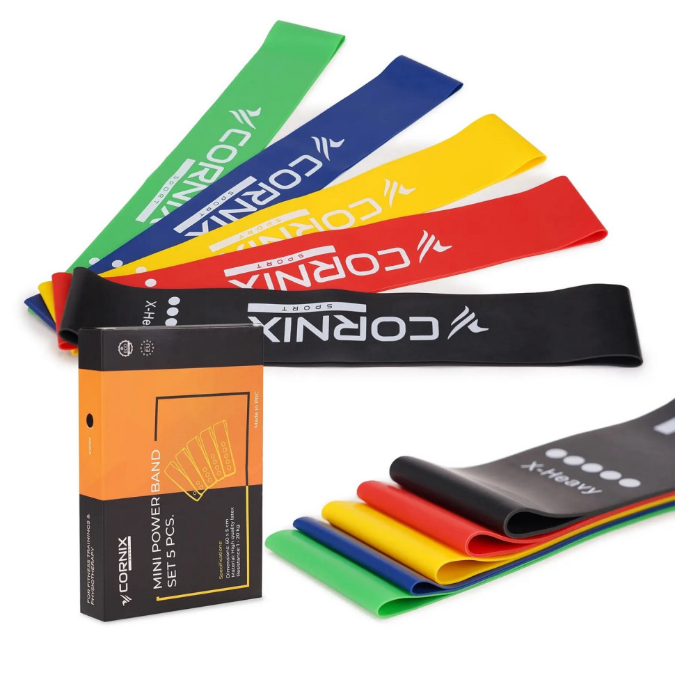 Резинки для фитнеса Mini Power Band Cornix XR-0045, 5 шт 1-20 кг