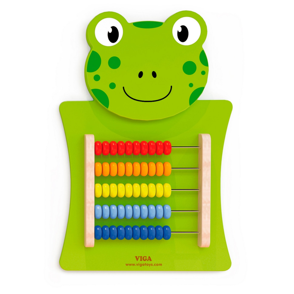 Бизиборд Лягушка со счетами  Viga Toys 50679FSC деревянный