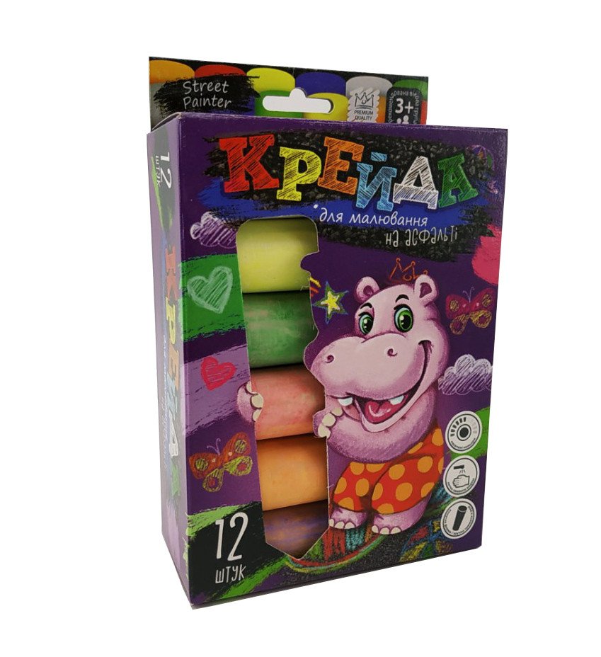 Мел для рисования на асфальте Danko Toys MEL-01-06U 12 шт, большой