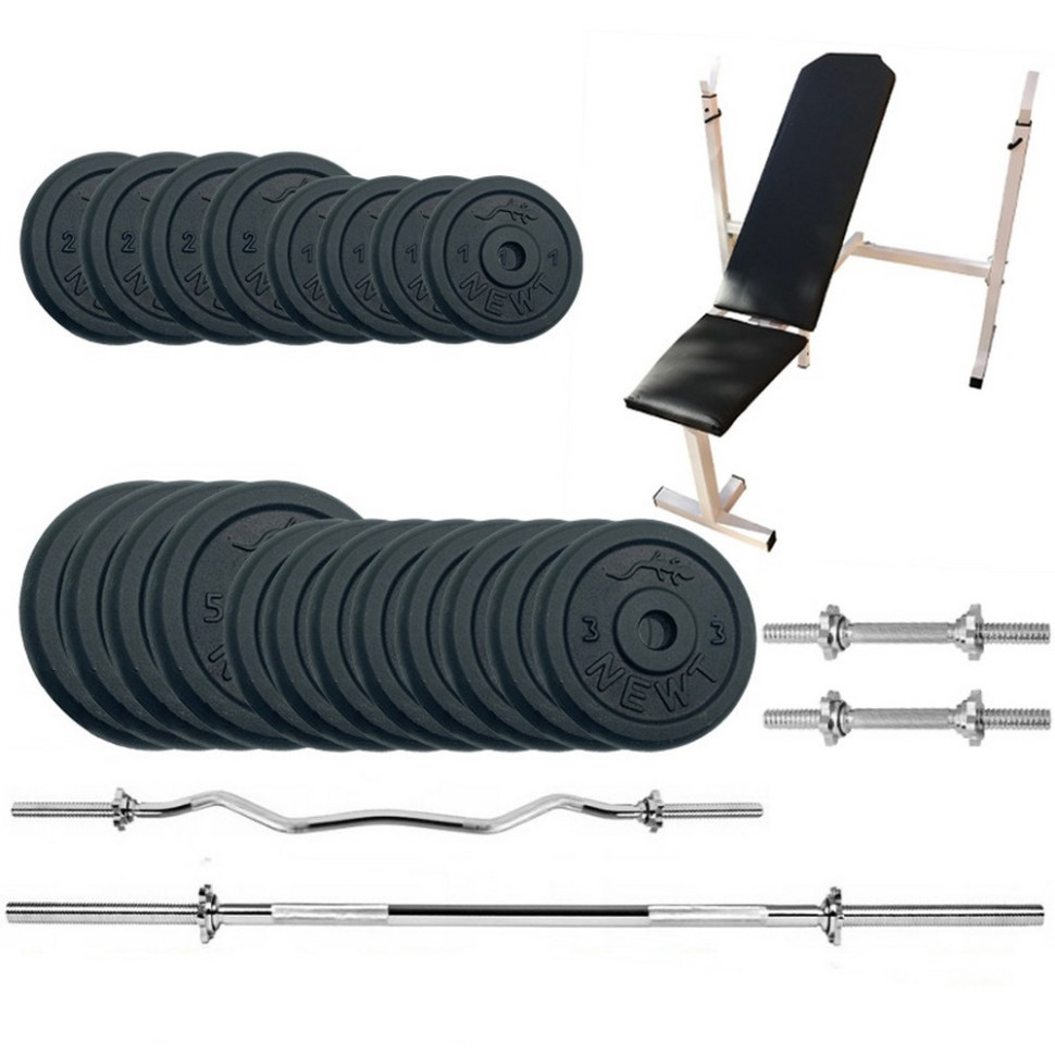 Скамья для жима с набором штанг и гантелей Gym Set-SKHW Home Newt NE-M-SKHW-SET-67, 72 кг