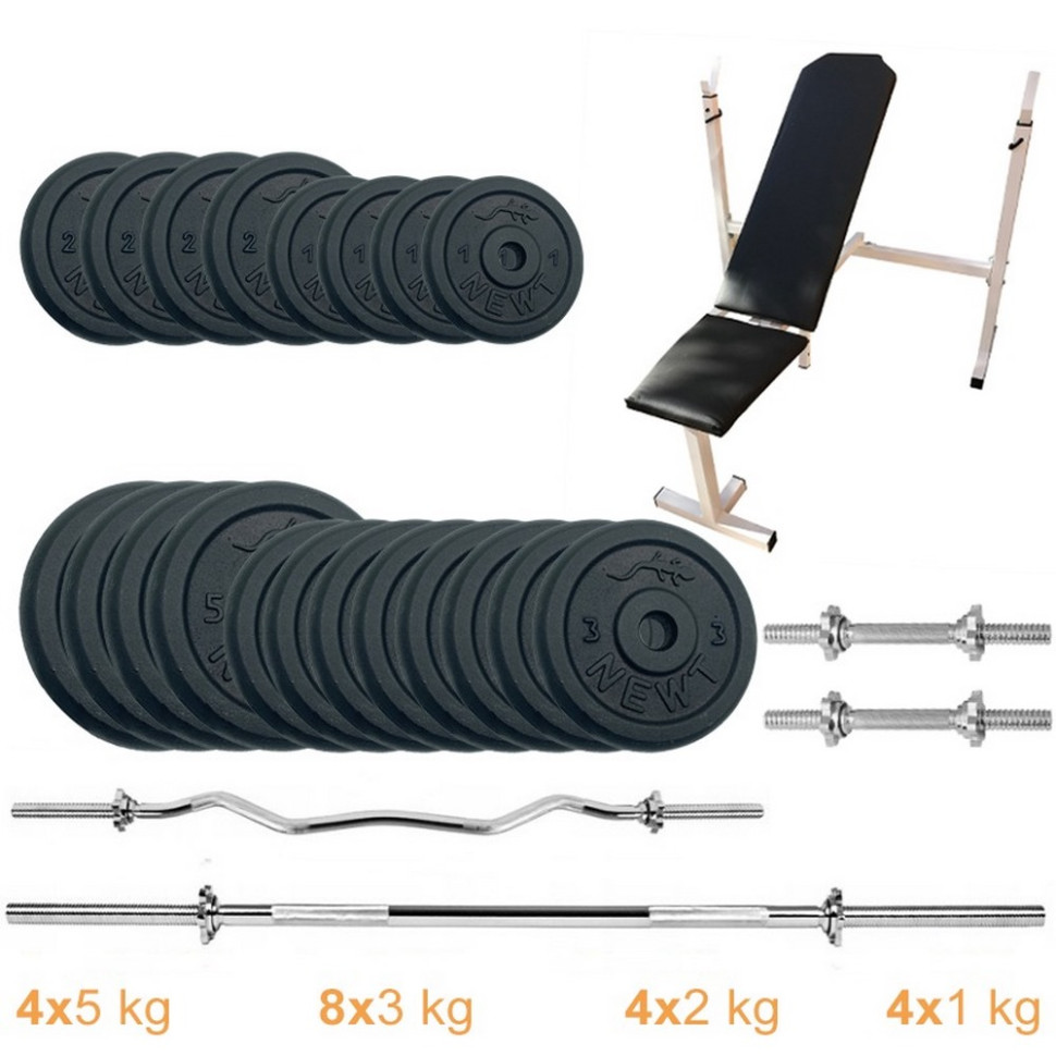 Скамья для жима с набором штанг и гантелей Gym Set-SKHW Home Newt NE-M-SKHW-SET-67, 72 кг