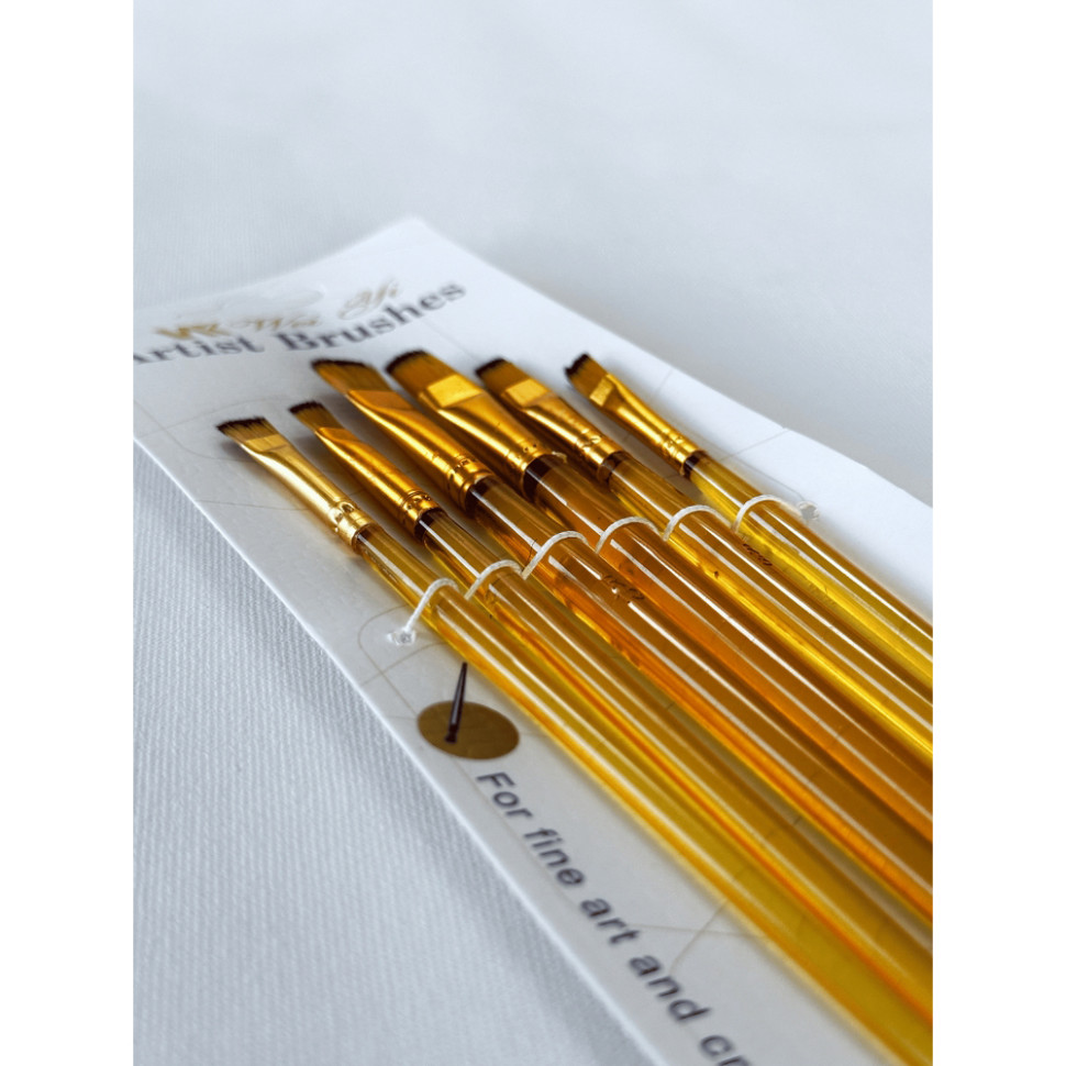 Набор профессиональных нейлоновых кисточек Brushme BR602, 6 штук, оранжевый