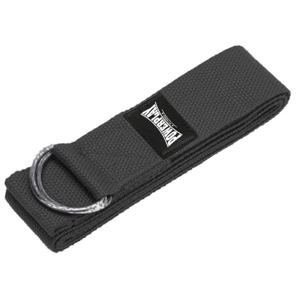 Ремень для йоги PP_4409 PowerPlay PP_4409_Black, размер 183х3.8 см