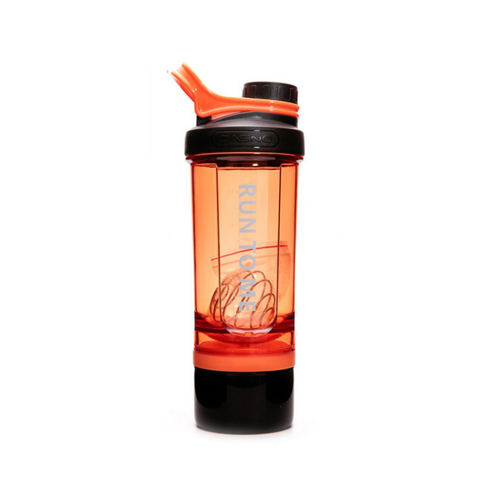 Шейкер спортивний з контейнером KXN-1199 Casno KXN-1199_Orange 600 мл, з вінчиком