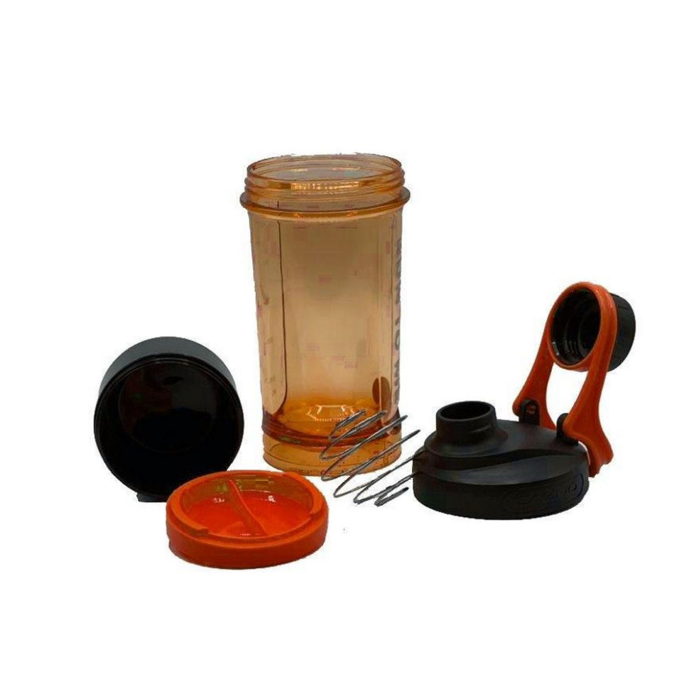 Шейкер спортивний з контейнером KXN-1199 Casno KXN-1199_Orange 600 мл, з вінчиком