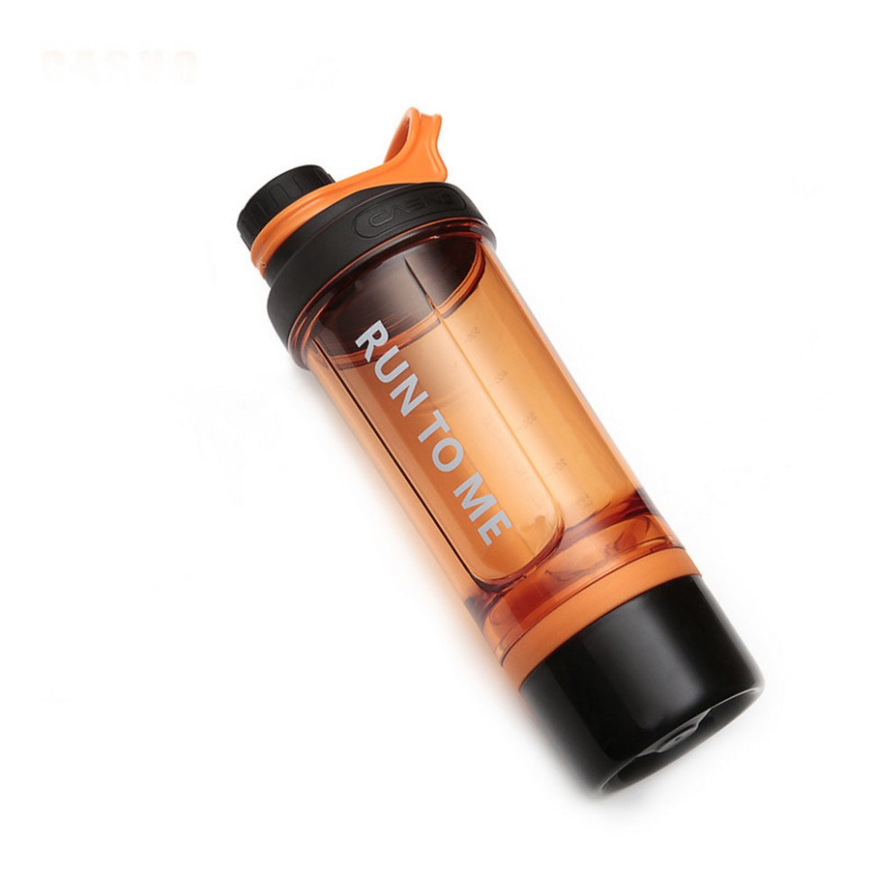 Шейкер спортивний з контейнером KXN-1199 Casno KXN-1199_Orange 600 мл, з вінчиком