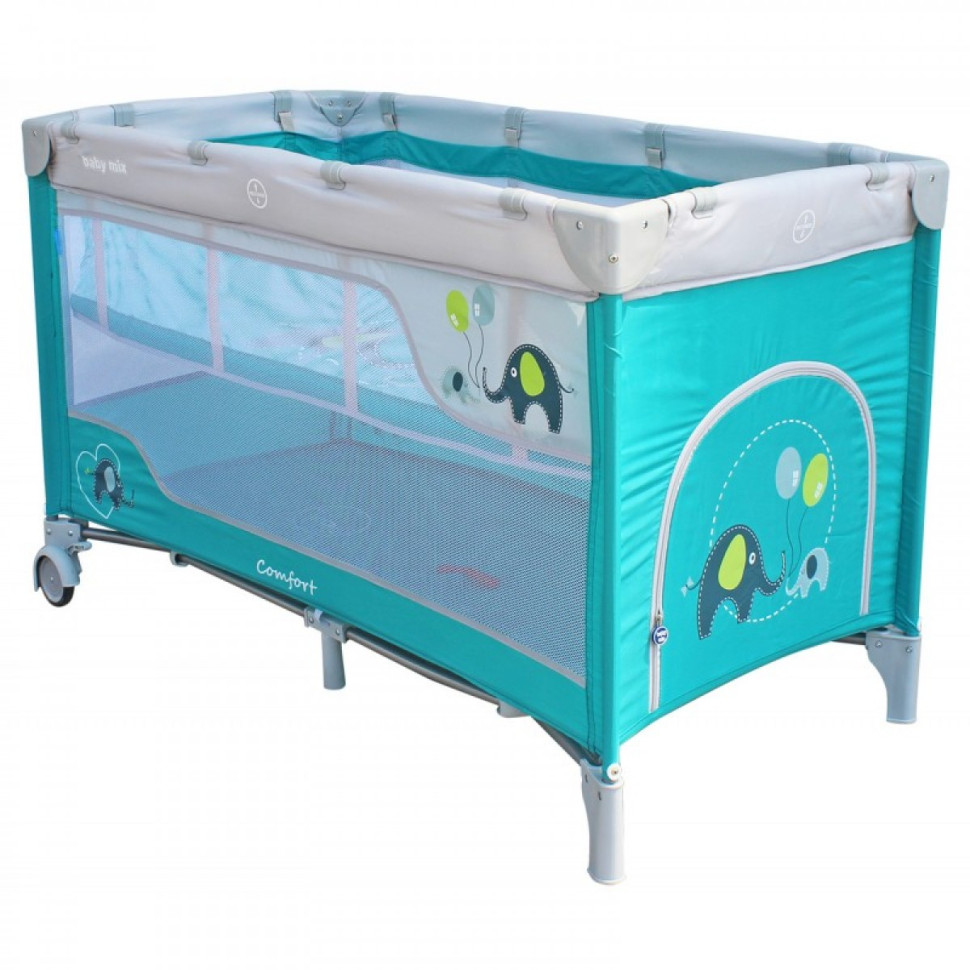 Манеж - кроватка Слоник Baby Mix HR-8052 blue 8052-214