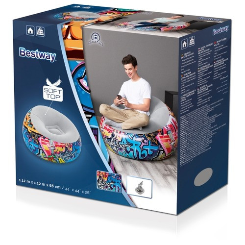 Велюр крісло Bestway 75075 Графіті, 112-112-66 см
