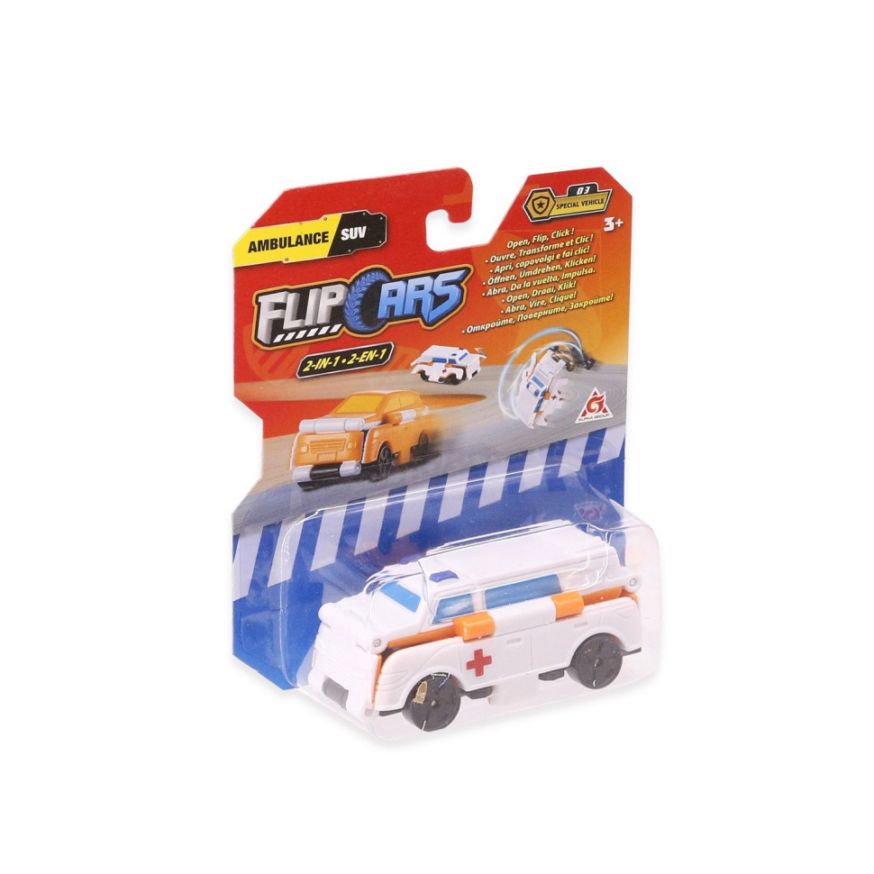 Машинка-трансформер Flip Cars 2 в 1 Спецтранспорт, Швидка допомога і Позашляховик EU463875-06