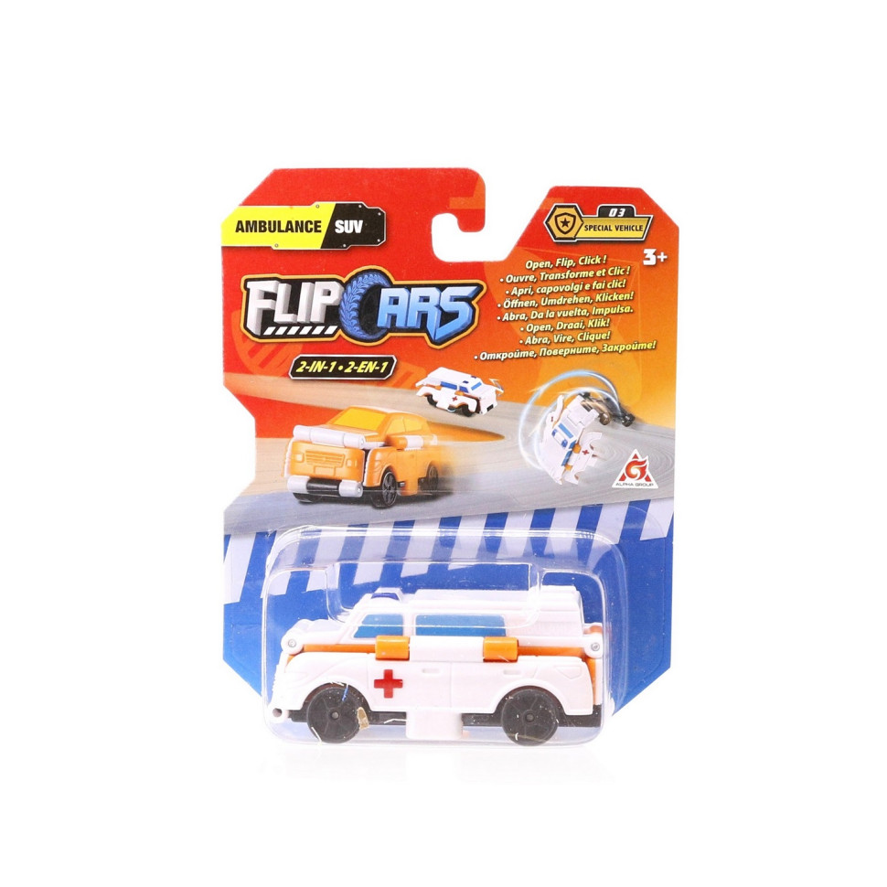 Машинка-трансформер Flip Cars 2 в 1 Спецтранспорт, Швидка допомога і Позашляховик EU463875-06