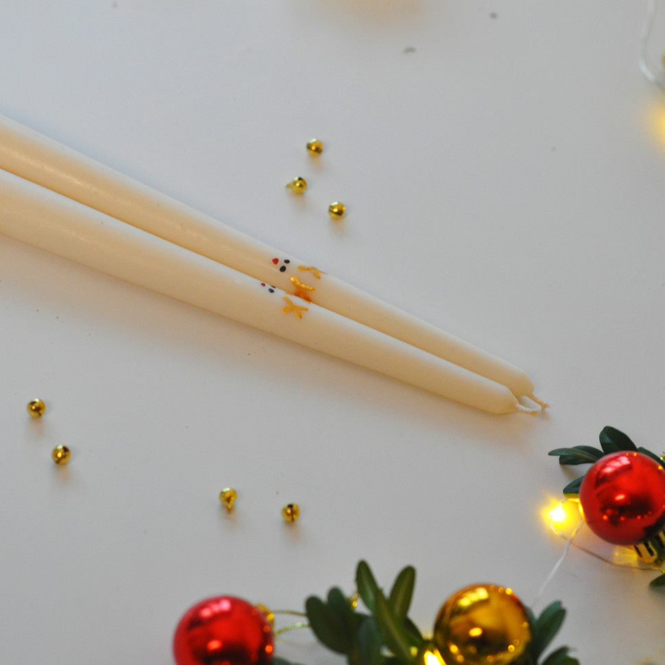 Набір столових свічок із соєвого воску SP2475 ручної роботи, 2 шт, з ручним розписом