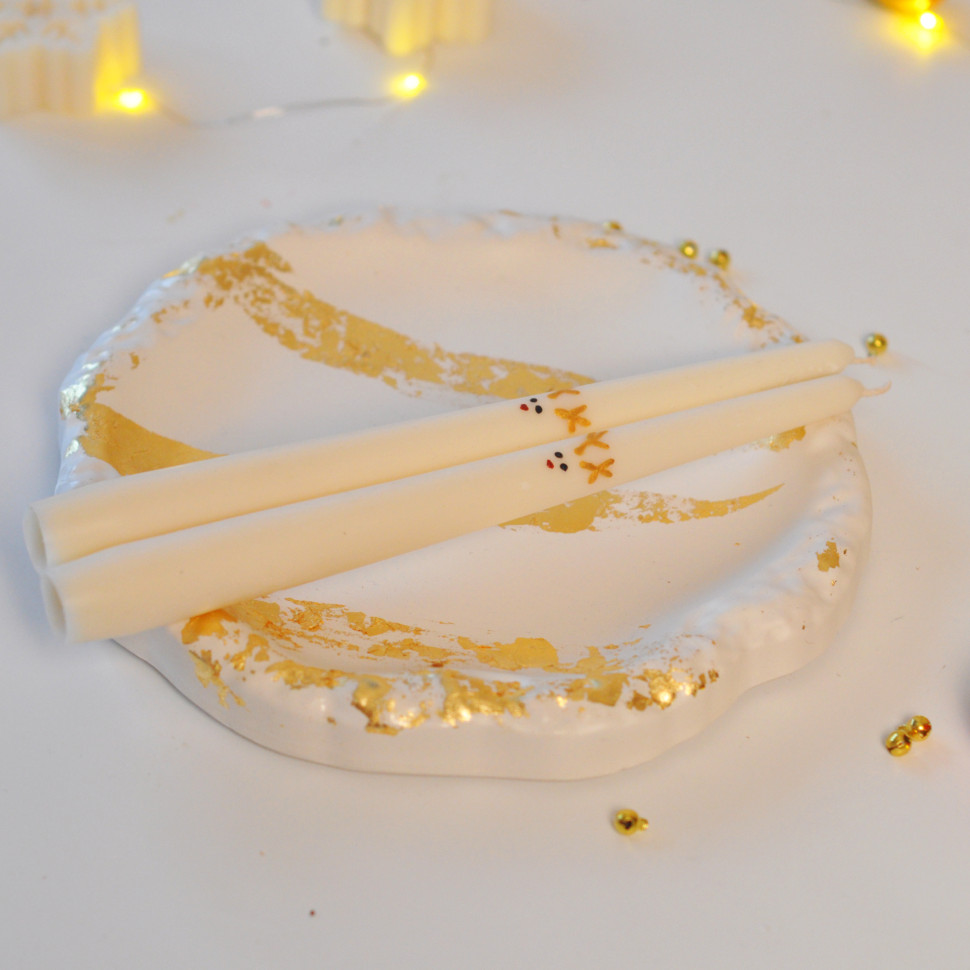 Набір столових свічок із соєвого воску SP2475 ручної роботи, 2 шт, з ручним розписом