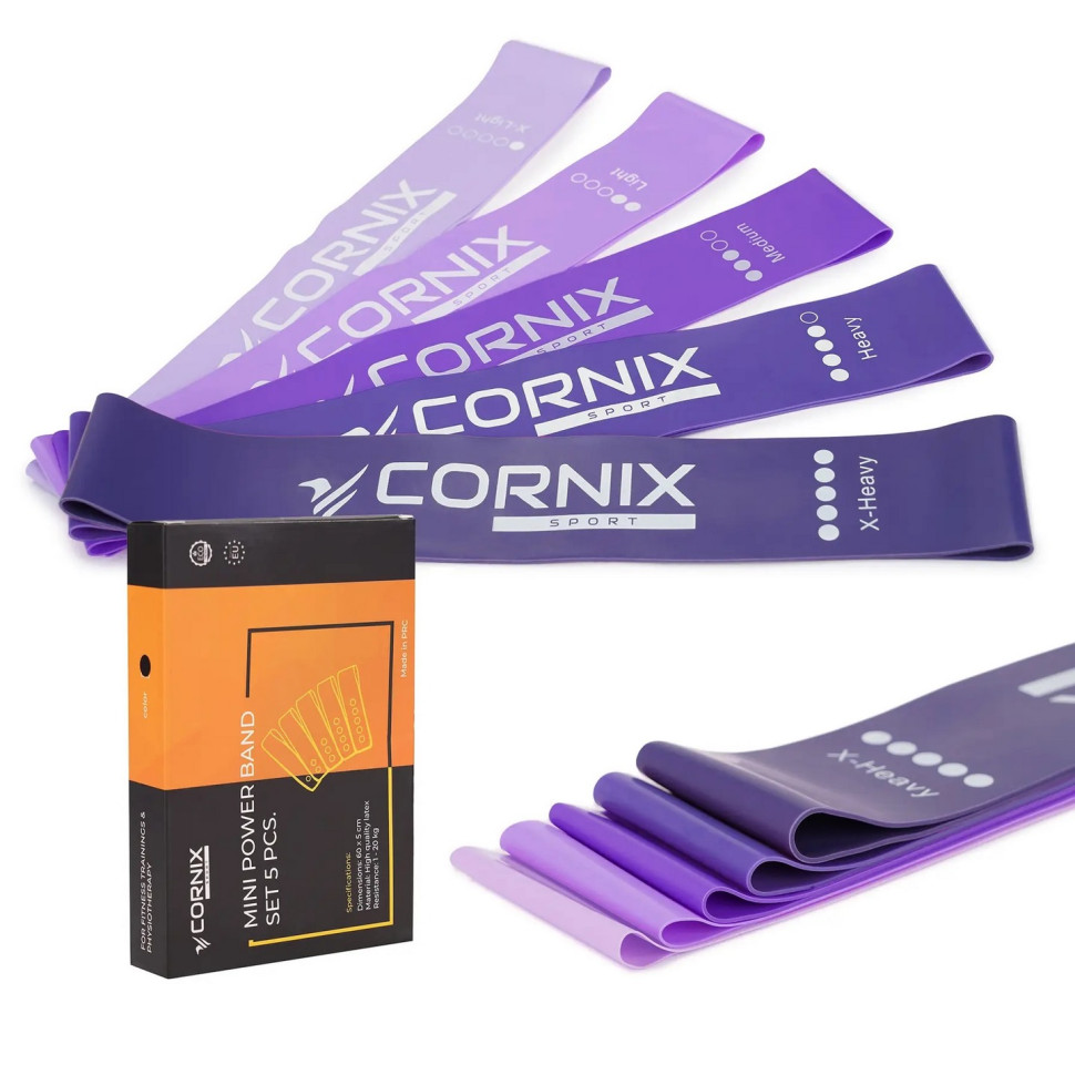 Резинки для фитнеса Mini Power Band Cornix XR-0253, 5 шт 1-20 кг