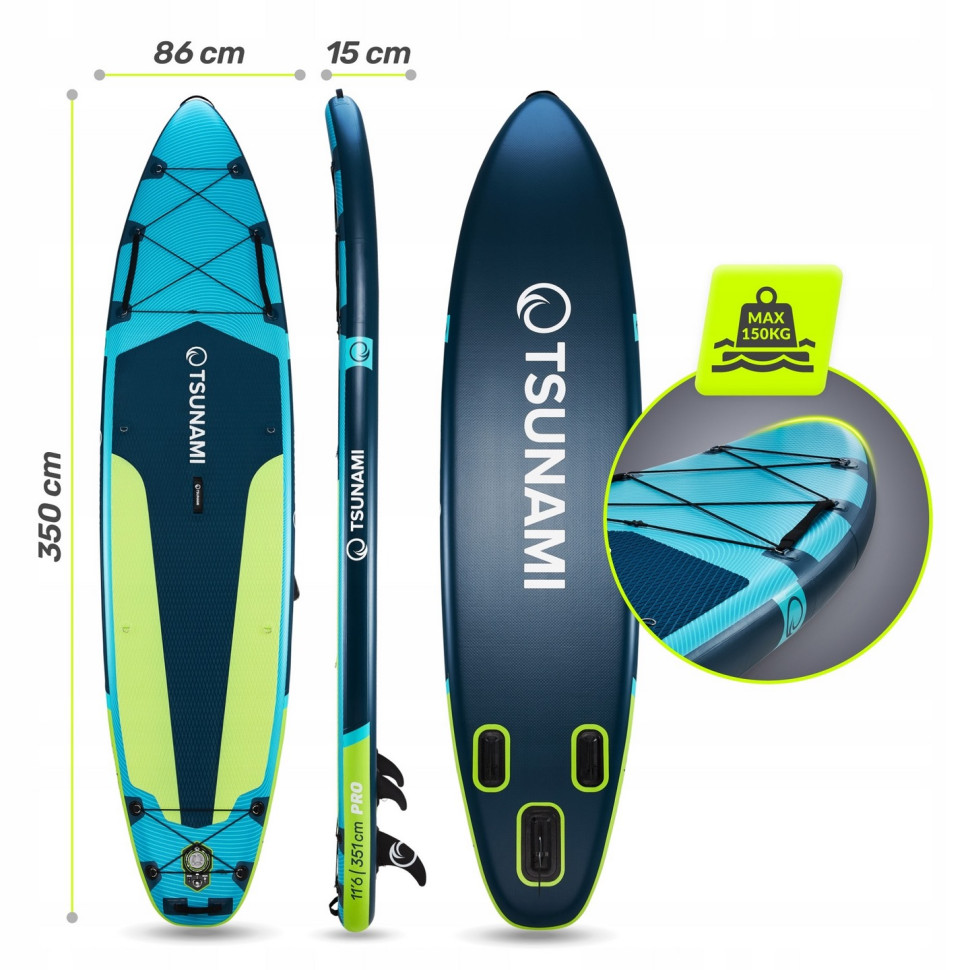 Надувная SUP доска PRO T14 TSUNAMI P-5905973405621 с веслом 350 см