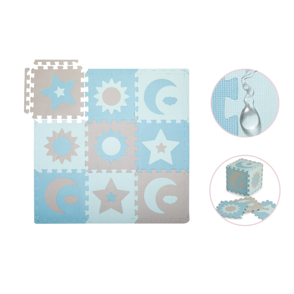 Коврик-пазл NEBE MoMi AKCE00031 blue, EVA, 9 элементов, 93х93 см