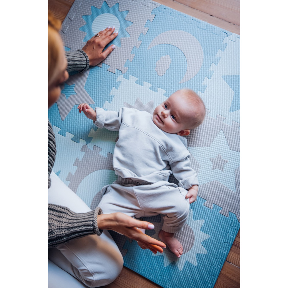 Коврик-пазл NEBE MoMi AKCE00031 blue, EVA, 9 элементов, 93х93 см