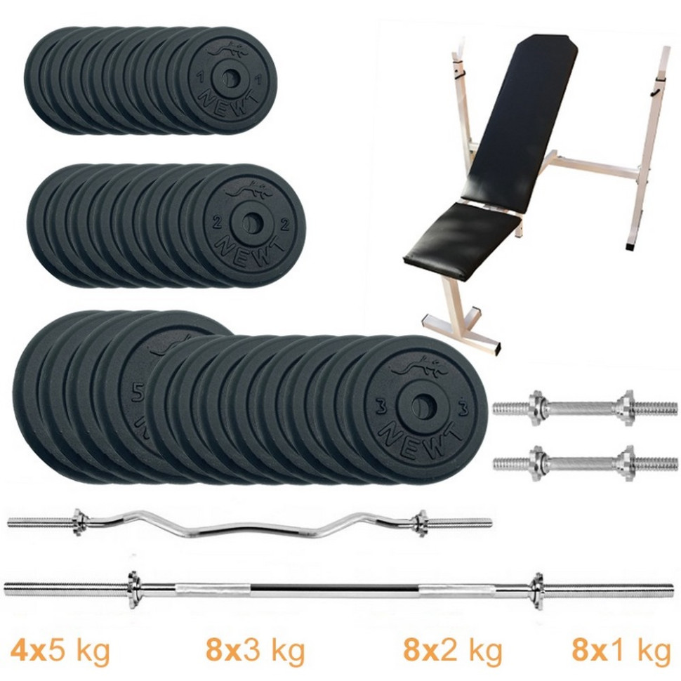 Скамья для жима с набором штанг и гантелей Gym Set-SKHW Home Newt NE-M-SKHW-SET-79, 84 кг
