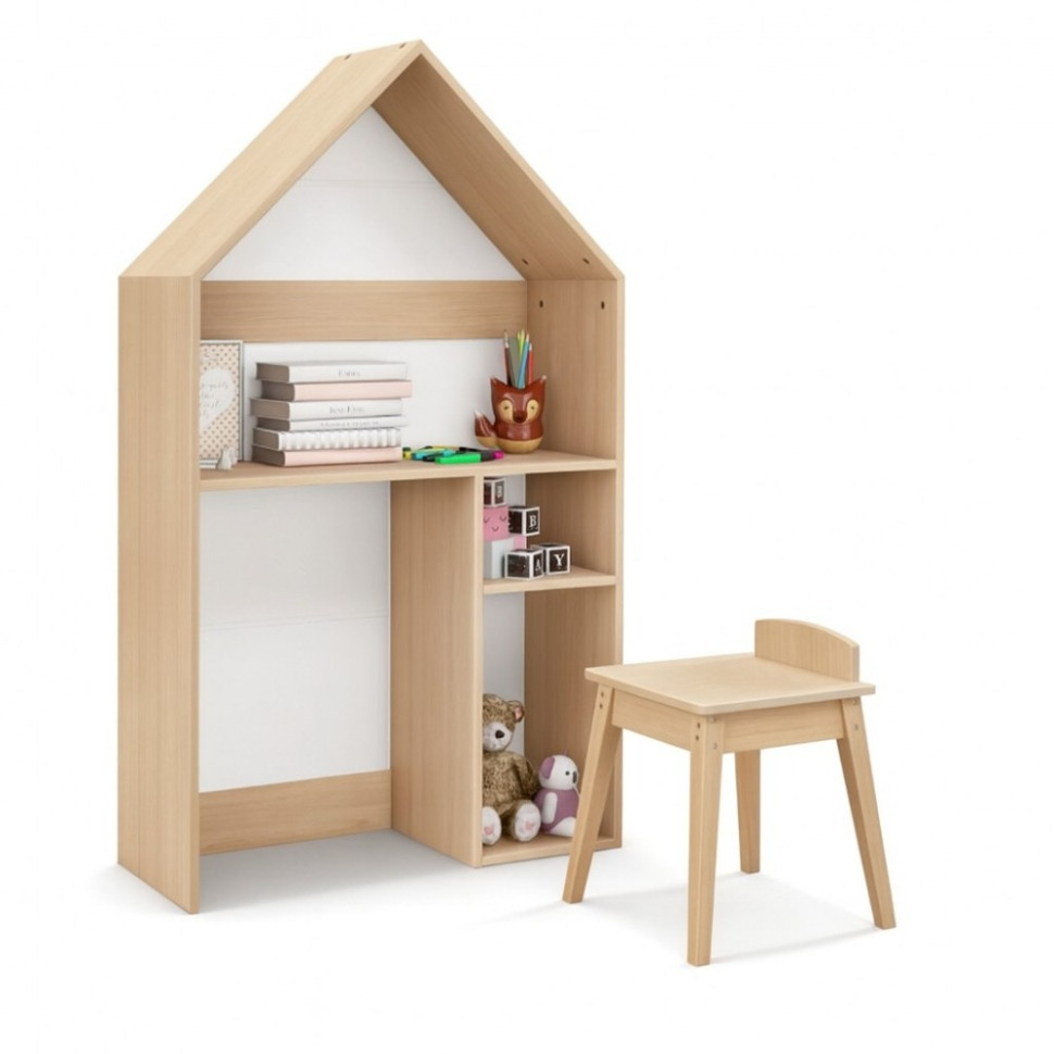 Детский письменный стол 2 в 1 TIA-SPORT sm-1477 в форме домика со стульчиком