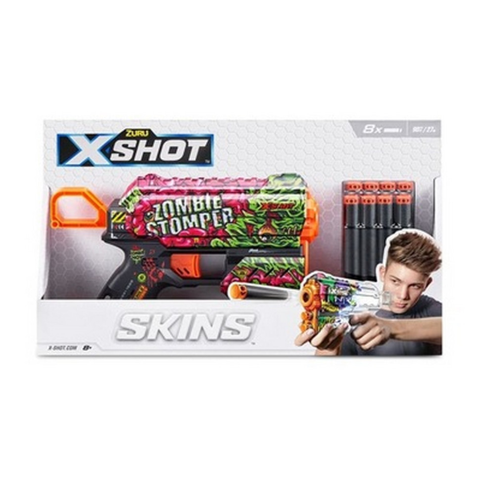 Скорострельный бластер Skins Flux Zombie Stomper X-SHOT 36516A (8 патронов)