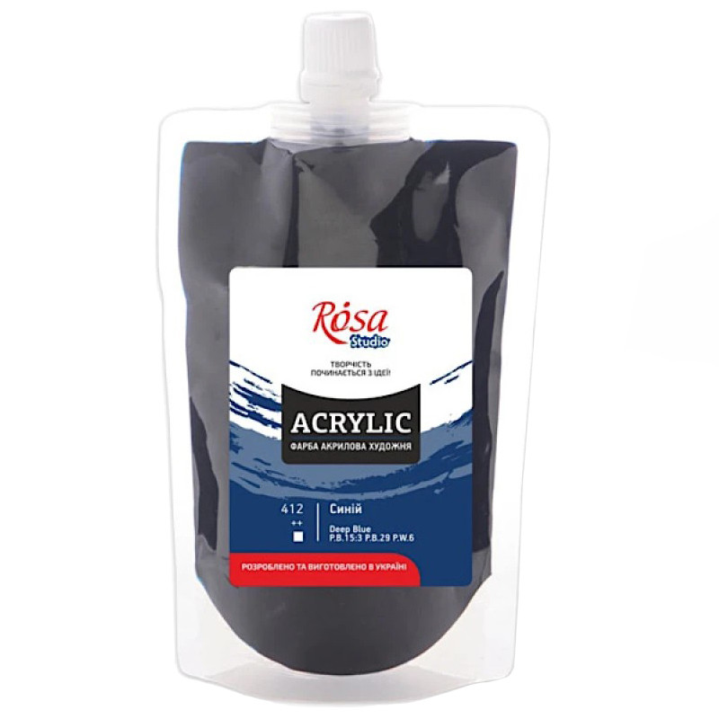 Фарба акрилова Синя Rosa 323200412 (код 412), 200 мл
