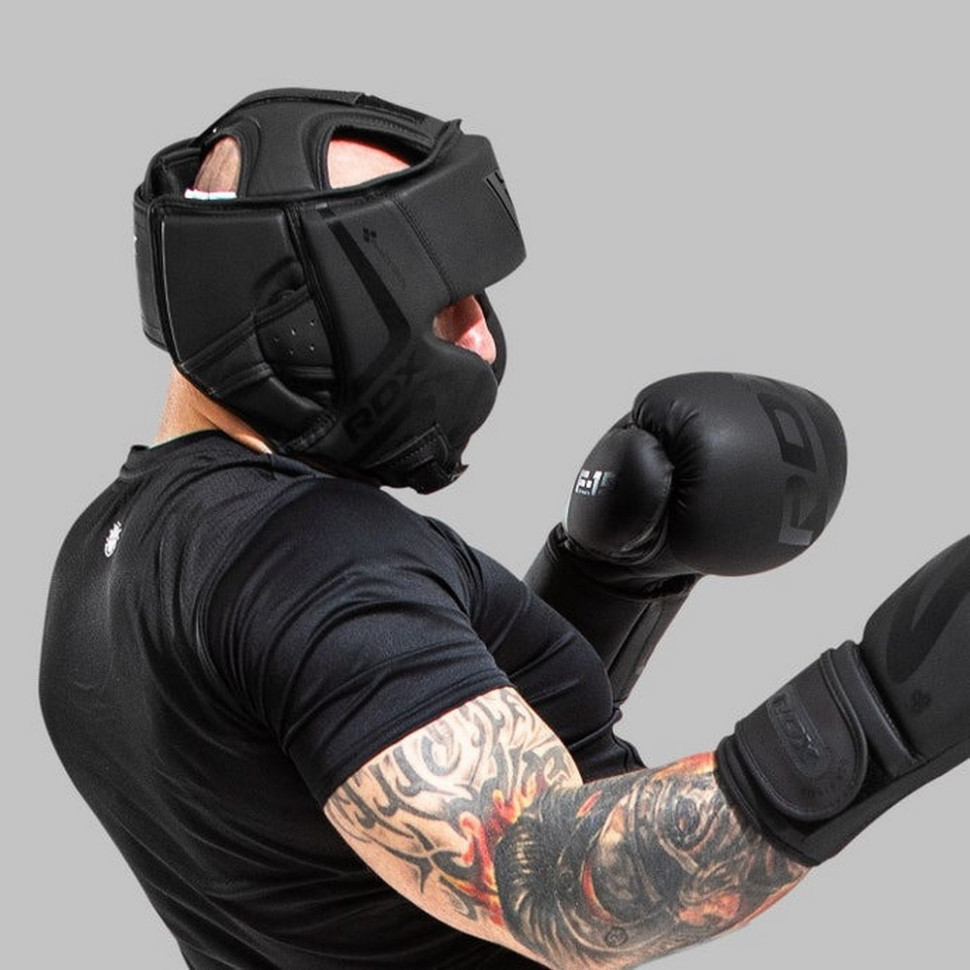 Боксерский шлем T15 Noir Cheek Protector Matte RDX Inc Limited HGR-T15MB-L, Black, L (капа в комплекте)