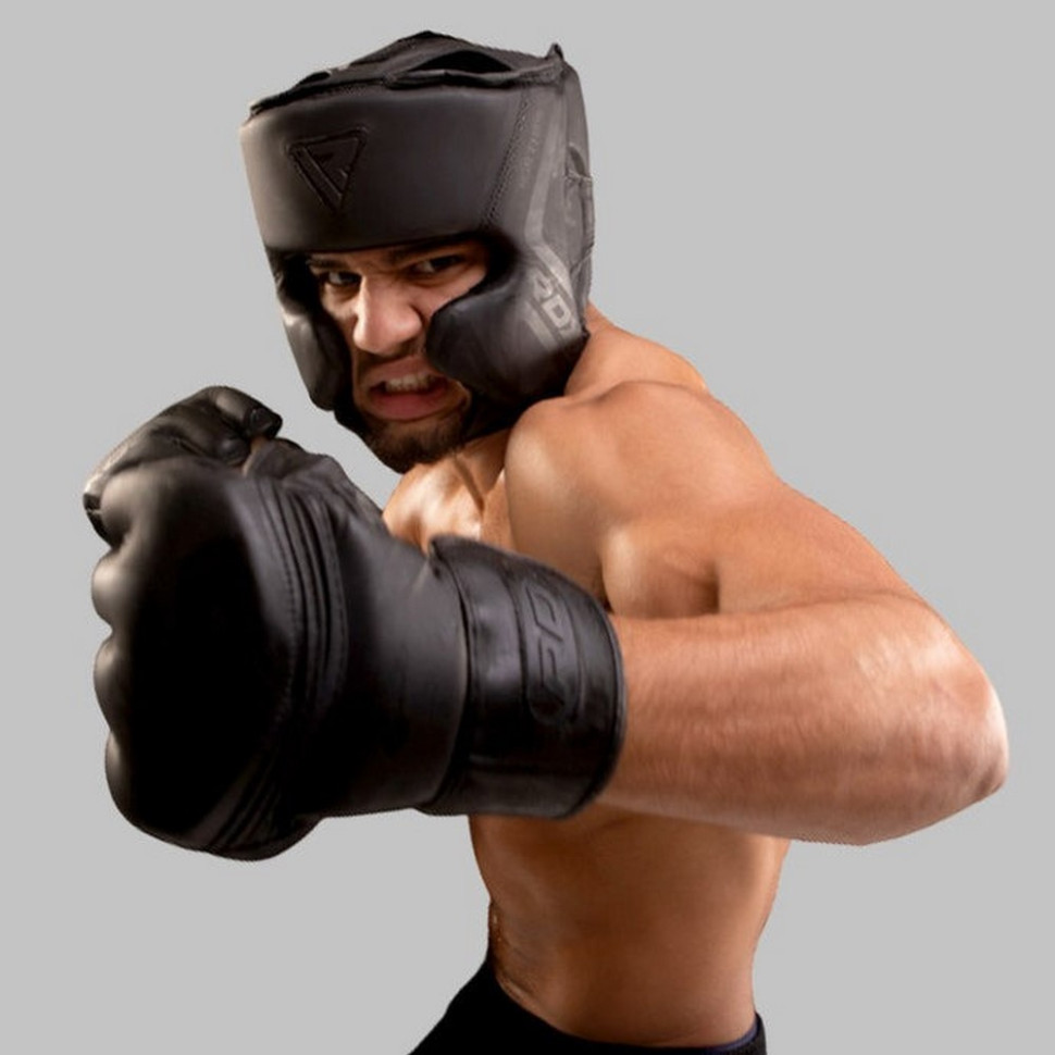 Боксерский шлем T15 Noir Cheek Protector Matte RDX Inc Limited HGR-T15MB-L, Black, L (капа в комплекте)