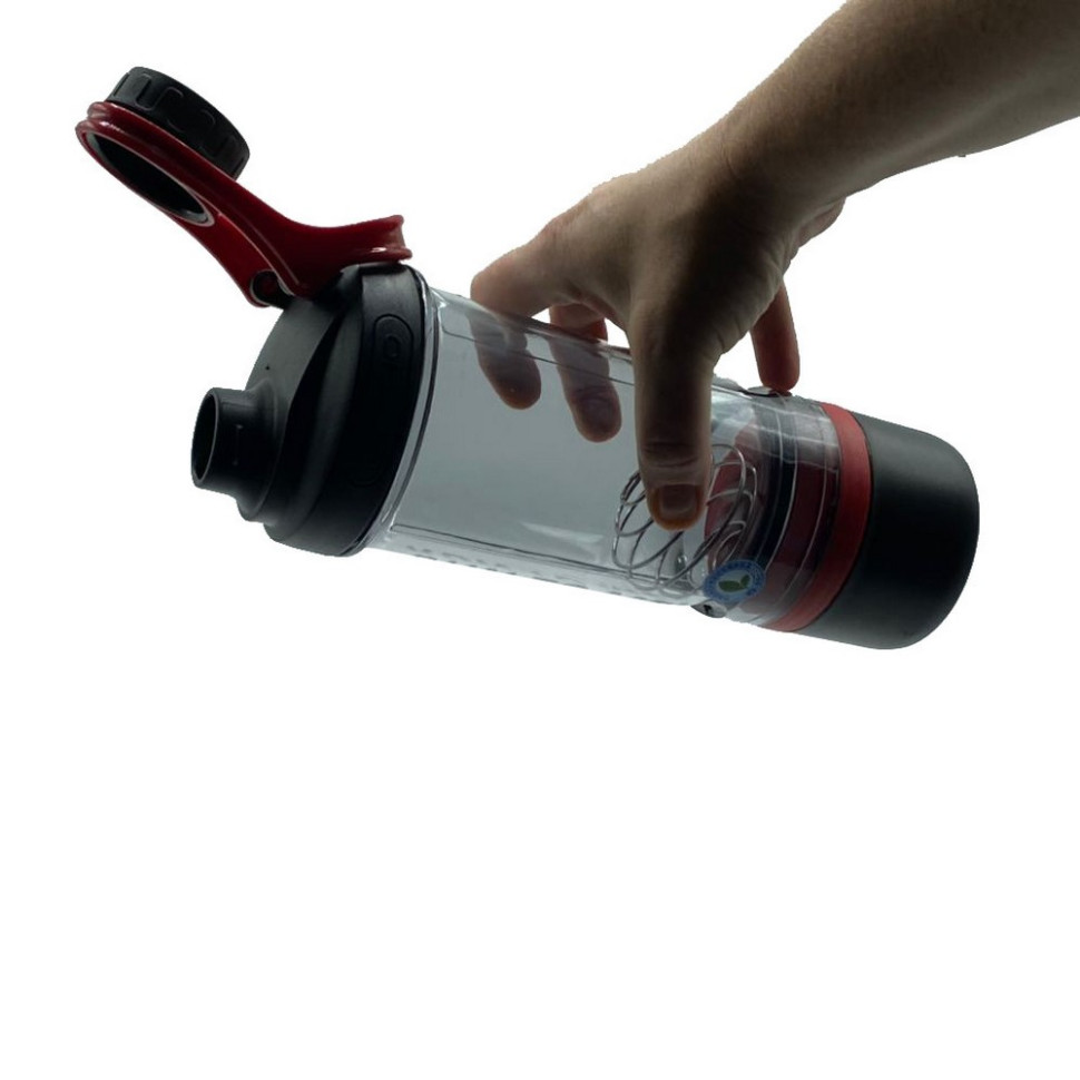 Шейкер спортивний з контейнером KXN-1199 Casno KXN-1199_Grey/Red 600 мл, з вінчиком