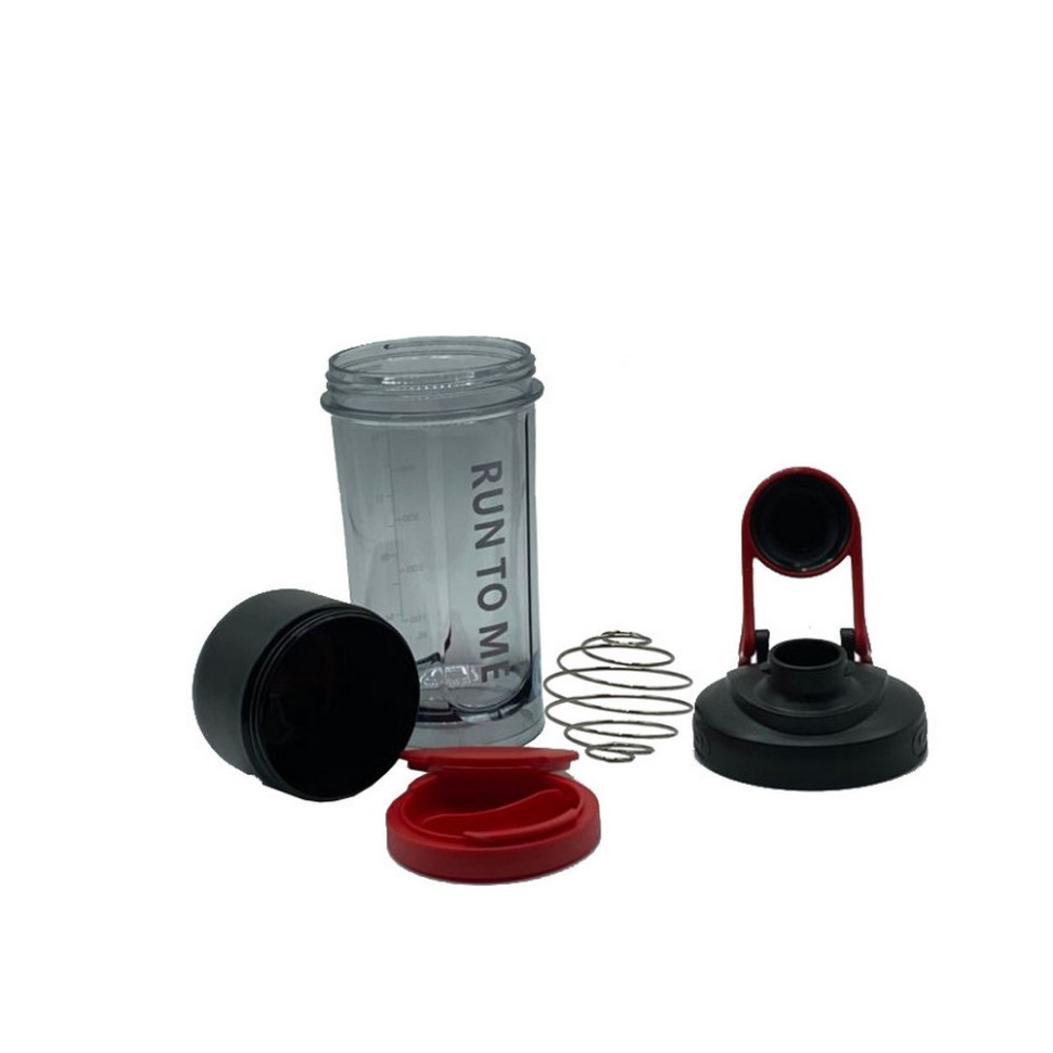 Шейкер спортивний з контейнером KXN-1199 Casno KXN-1199_Grey/Red 600 мл, з вінчиком
