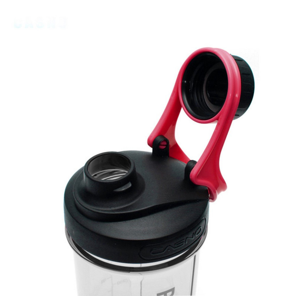 Шейкер спортивний з контейнером KXN-1199 Casno KXN-1199_Grey/Red 600 мл, з вінчиком