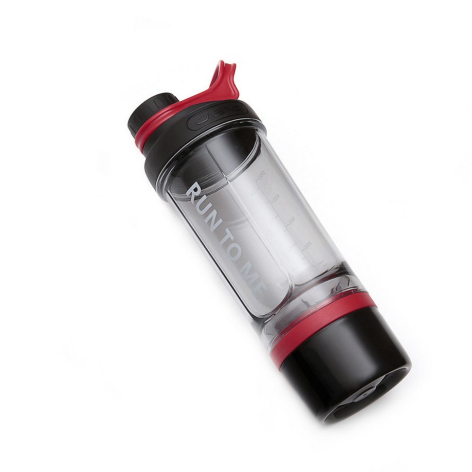 Шейкер спортивний з контейнером KXN-1199 Casno KXN-1199_Grey/Red 600 мл, з вінчиком